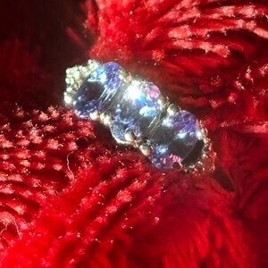 Tanzanite .62CT 3 stone WITH .01CT White Diamond Accents